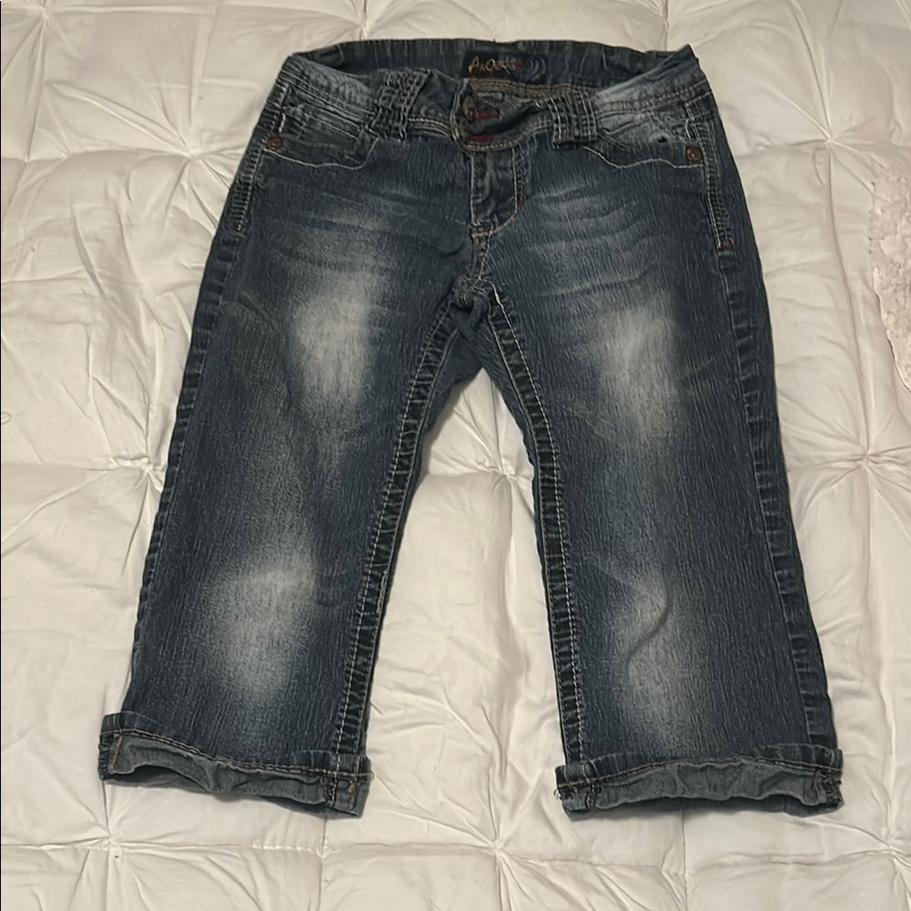Angels Blue Cropped Jeans with Distressed Details